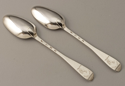 Scottish Silver Hanoverian Table Spoons (Pair) - Daniel Ker, Sine Metu, Jameson Family 